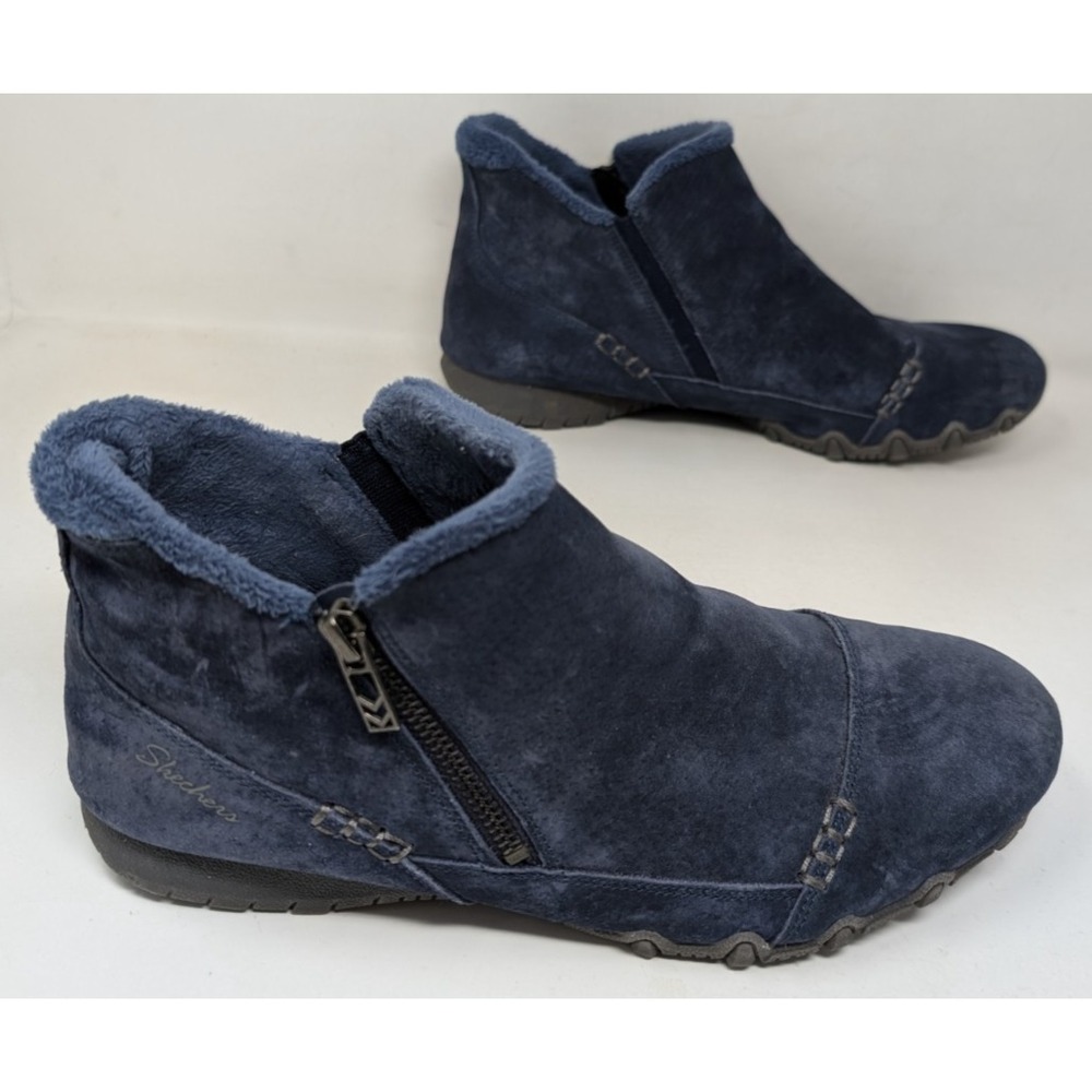 Skechers Boots Women's 11 Go Walk Snow Blue Leather Pull On Casual 158284